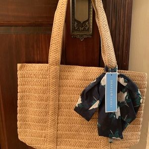 Draper James straw tote with scarf